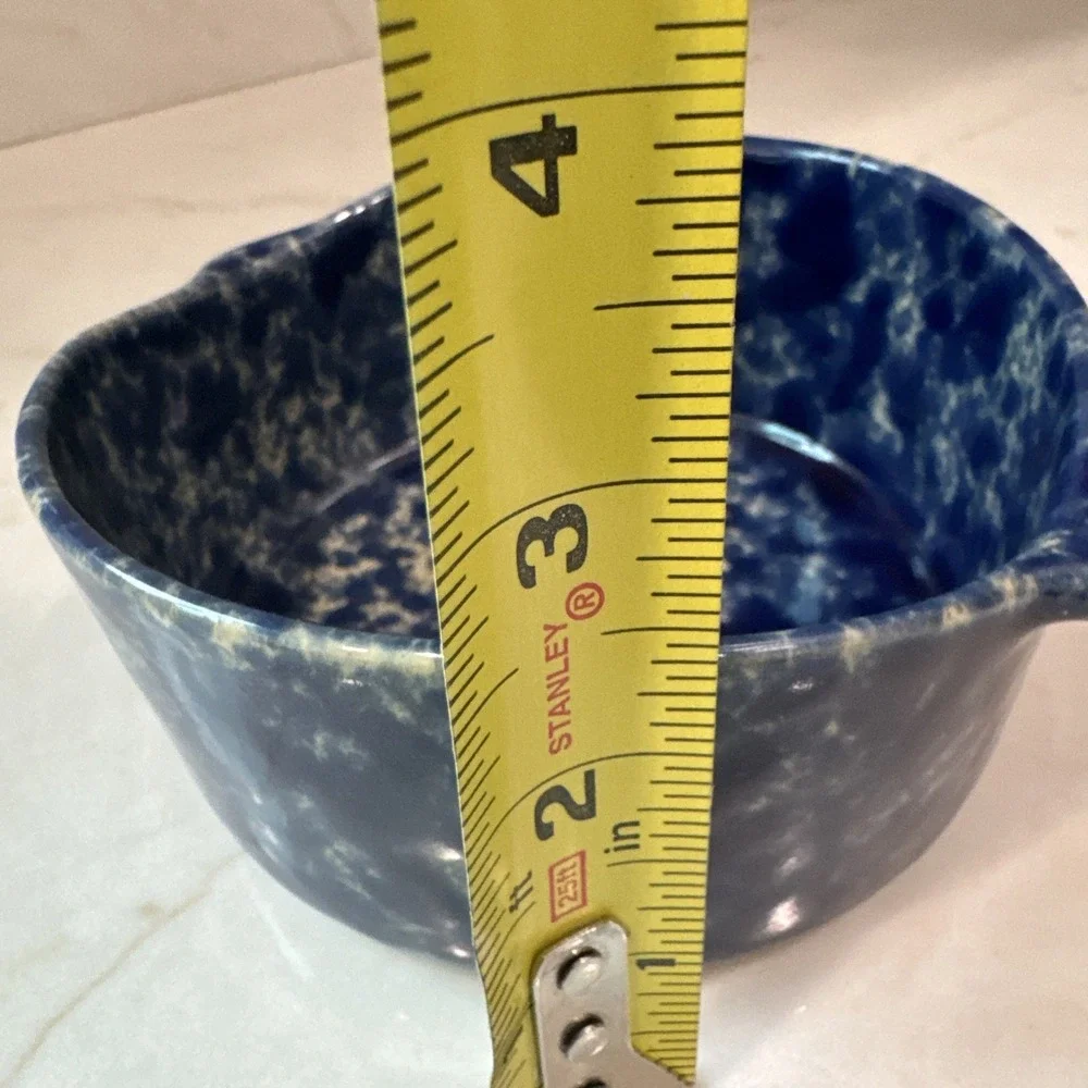 Bennington Pottery Vermont David Gil #1641 Blue Agate Lug Handled Soup Bowl‎